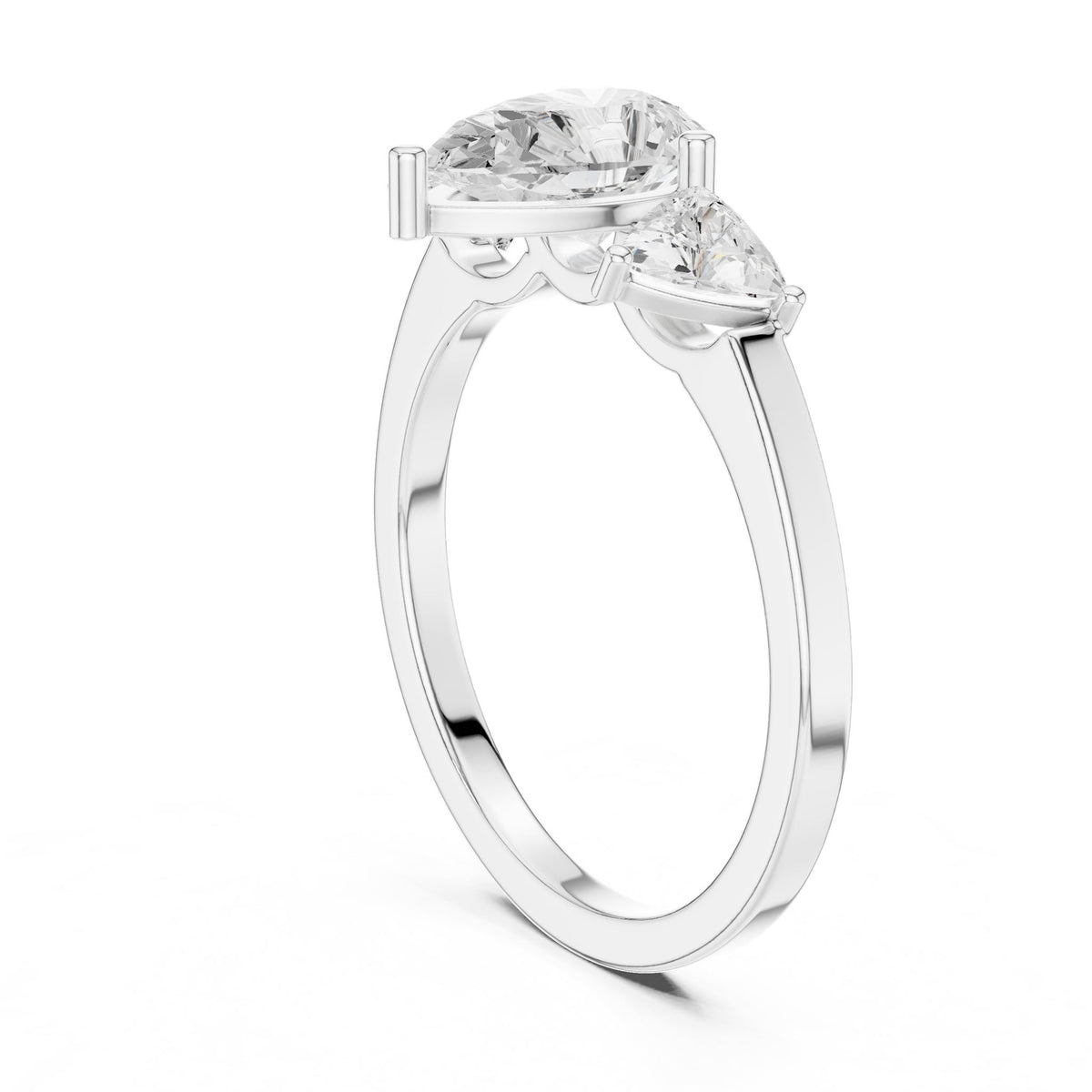 Pear Three Stone Lab Grown Diamond Engagement Ring
