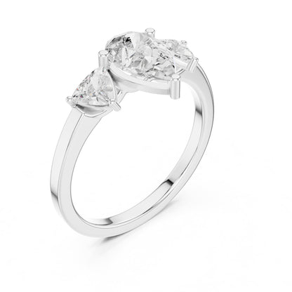 Pear Three Stone Lab Grown Diamond Engagement Ring