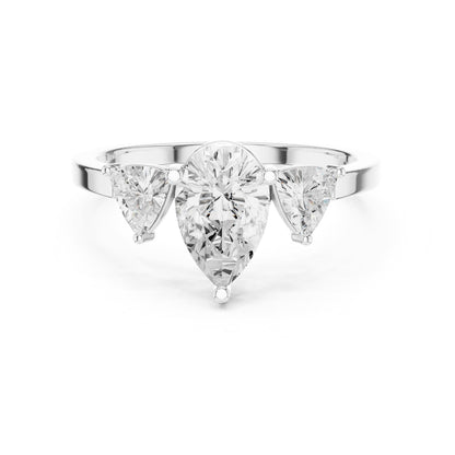 Pear Three Stone Lab Grown Diamond Engagement Ring