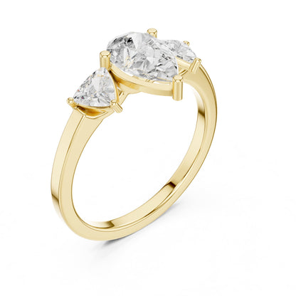 Pear Three Stone Lab Grown Diamond Engagement Ring