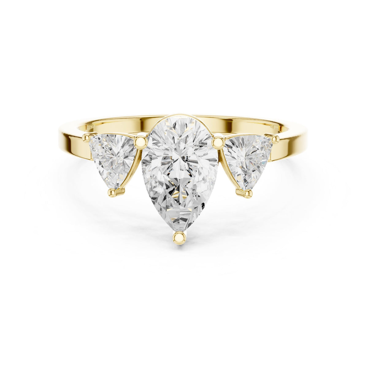 Pear Three Stone Lab Grown Diamond Engagement Ring