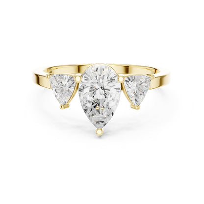 Pear Three Stone Lab Grown Diamond Engagement Ring