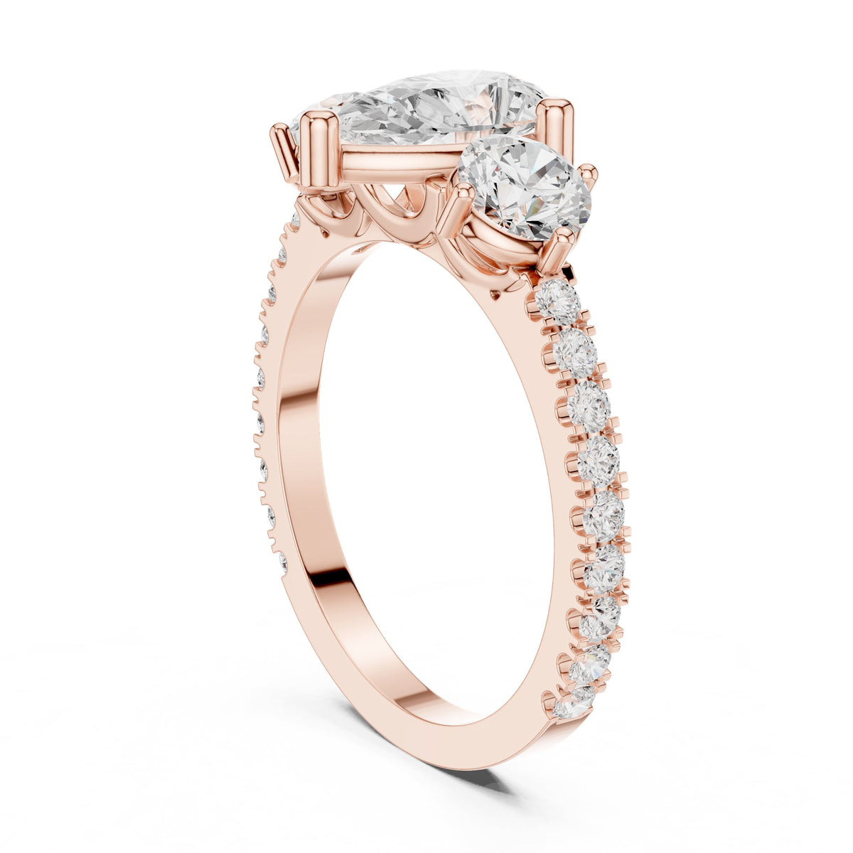 Pear Three Stone Lab Grown Diamond Engagement Ring