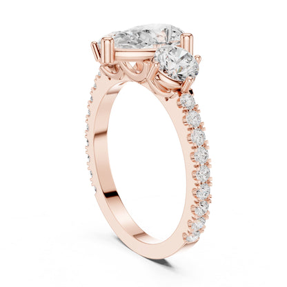 Pear Three Stone Lab Grown Diamond Engagement Ring