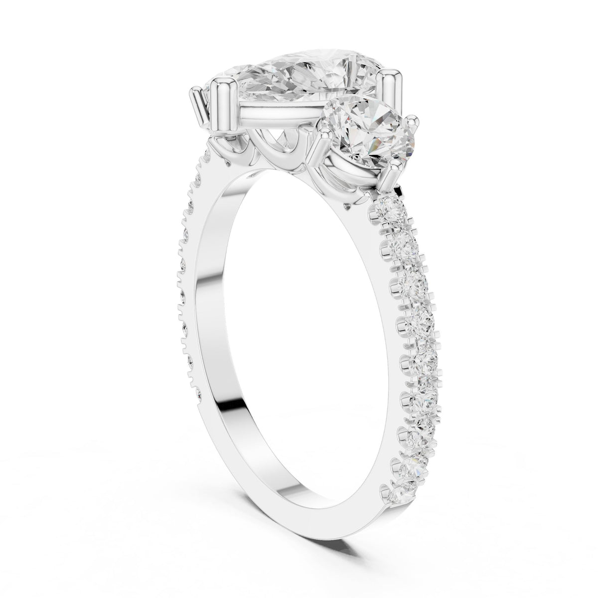 Pear Three Stone Lab Grown Diamond Engagement Ring