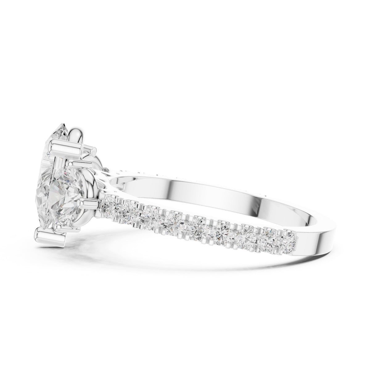 Pear Three Stone Lab Grown Diamond Engagement Ring