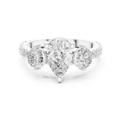 Pear Three Stone Lab Grown Diamond Engagement Ring