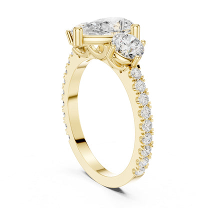 Pear Three Stone Lab Grown Diamond Engagement Ring