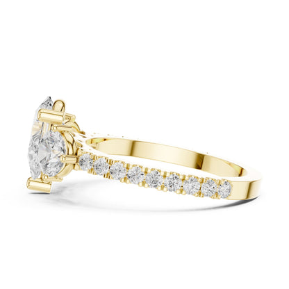 Pear Three Stone Lab Grown Diamond Engagement Ring