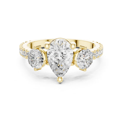Pear Three Stone Lab Grown Diamond Engagement Ring