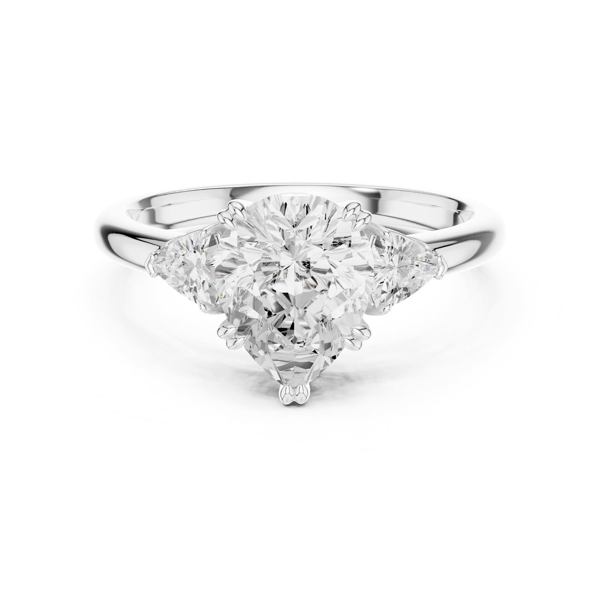 Pear Three Stone Lab Grown Diamond Engagement Ring