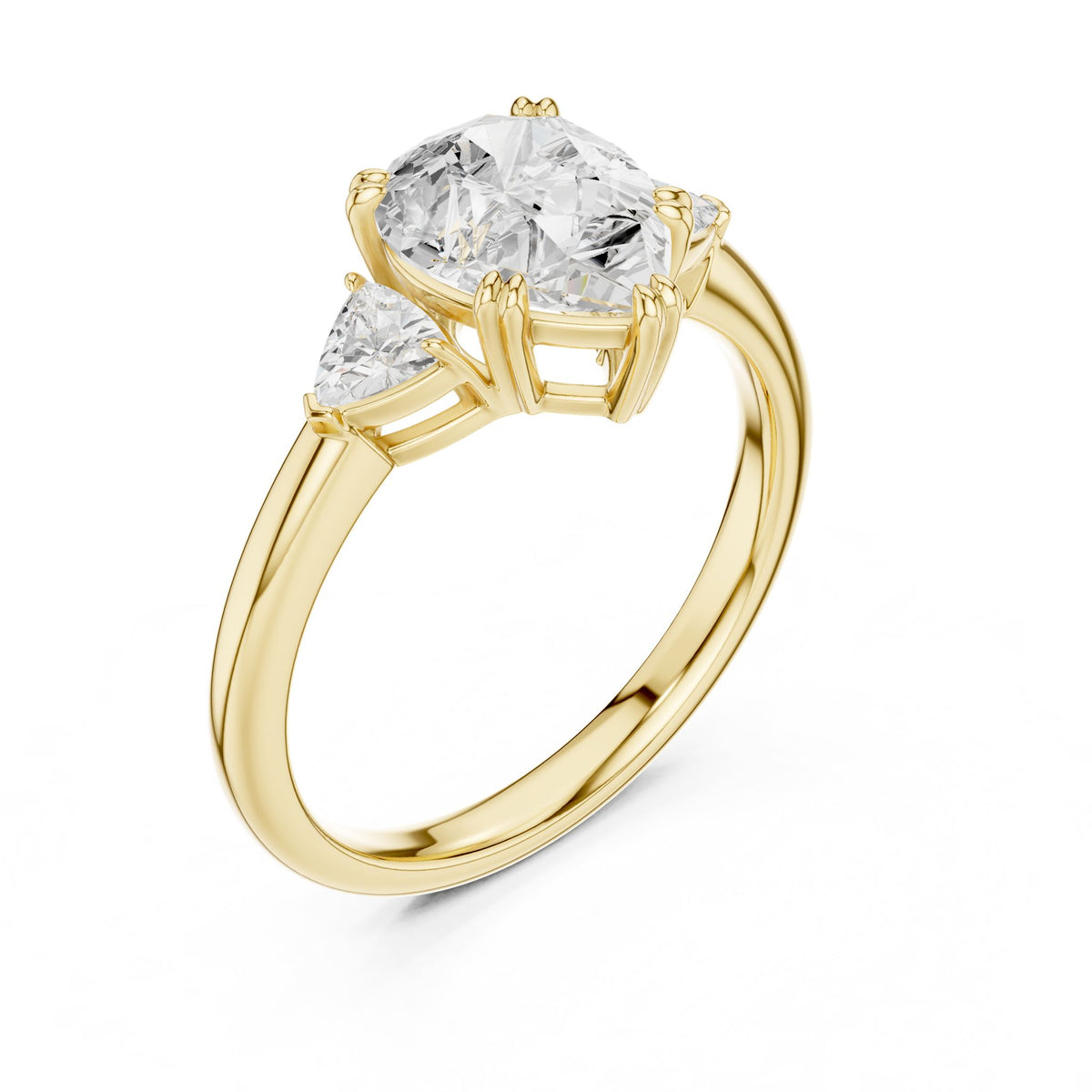 Pear Three Stone Lab Grown Diamond Engagement Ring