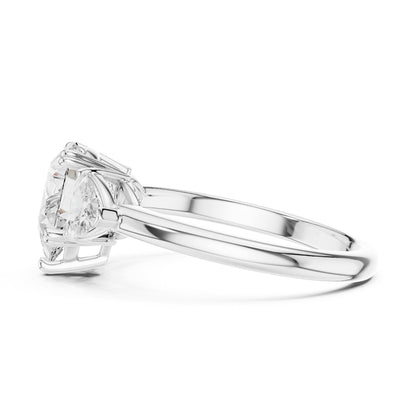 Pear Three Stone Lab Grown Diamond Engagement Ring