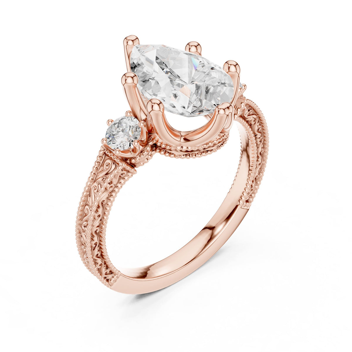 Pear Three Stone Lab Grown Diamond Engagement Ring