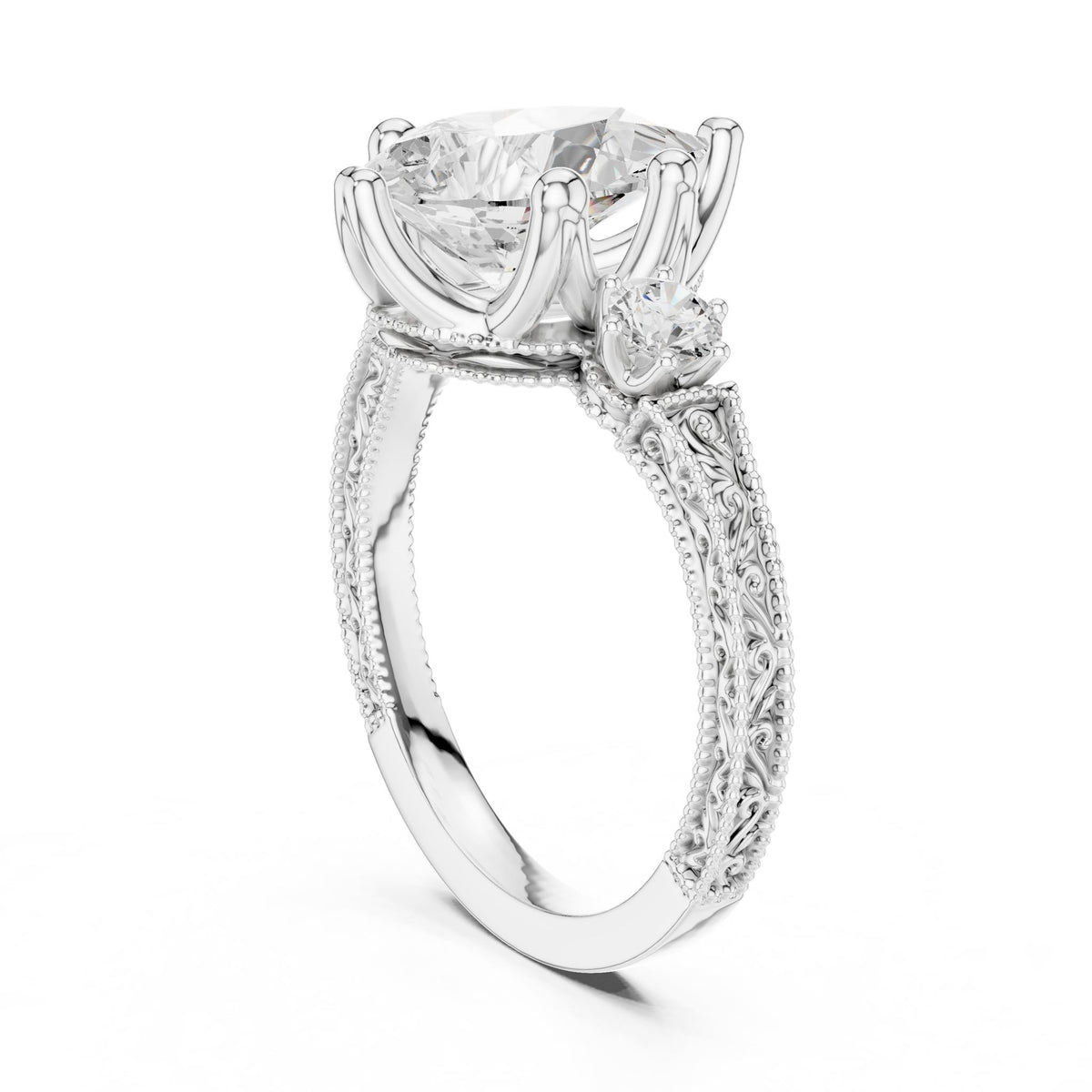 Pear Three Stone Lab Grown Diamond Engagement Ring