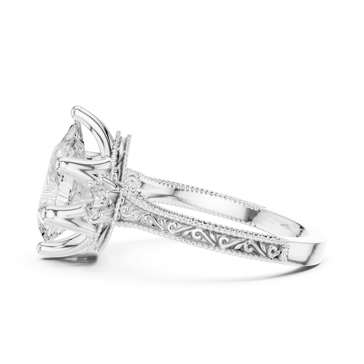 Pear Three Stone Lab Grown Diamond Engagement Ring