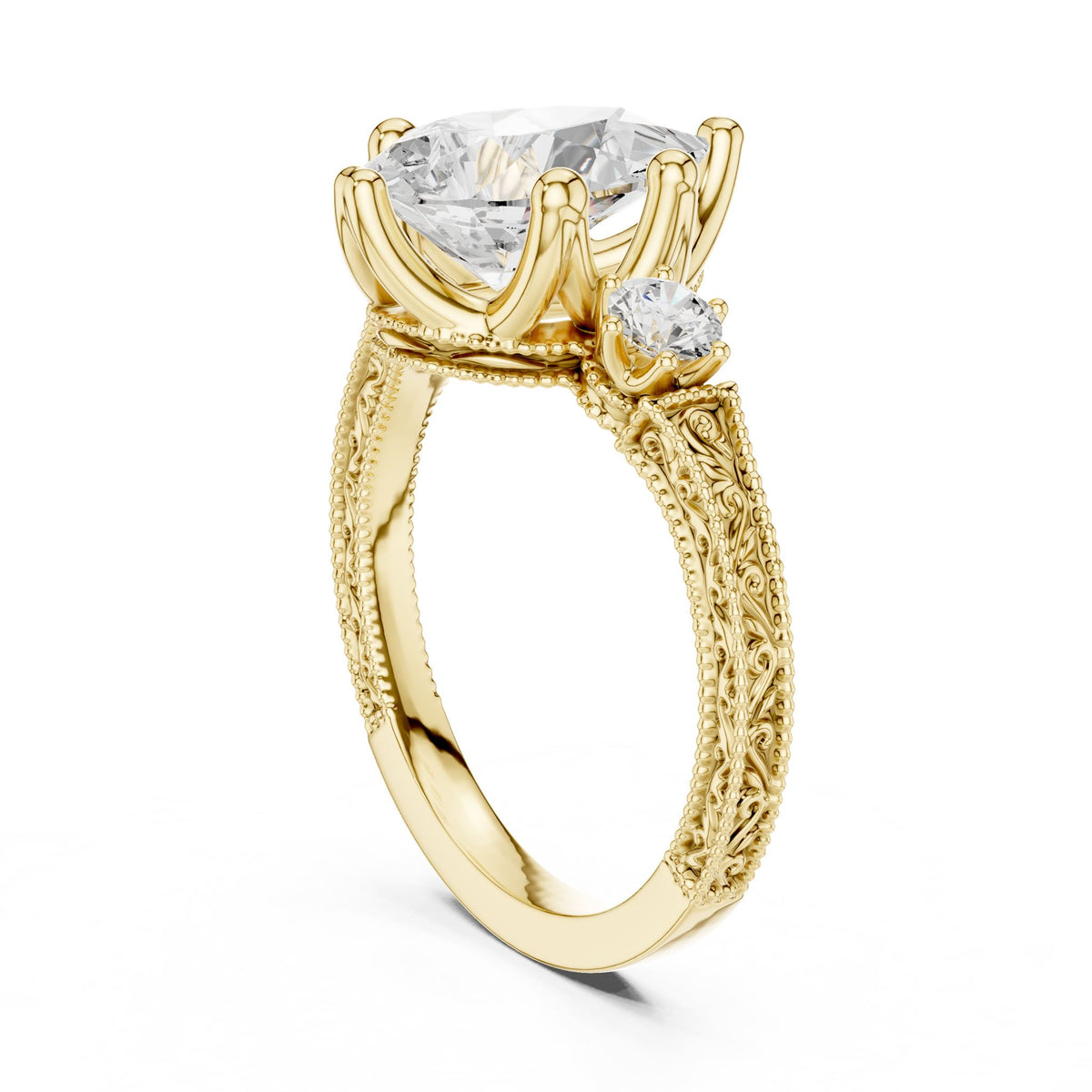 Pear Three Stone Lab Grown Diamond Engagement Ring
