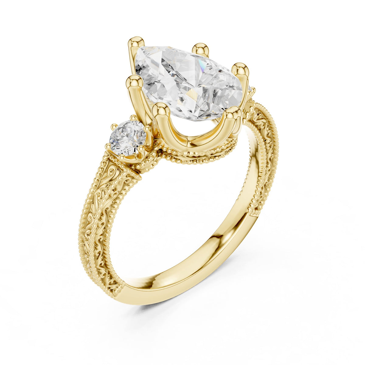 Pear Three Stone Lab Grown Diamond Engagement Ring
