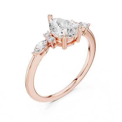 Pear Three Stone Lab Grown Diamond Engagement Ring