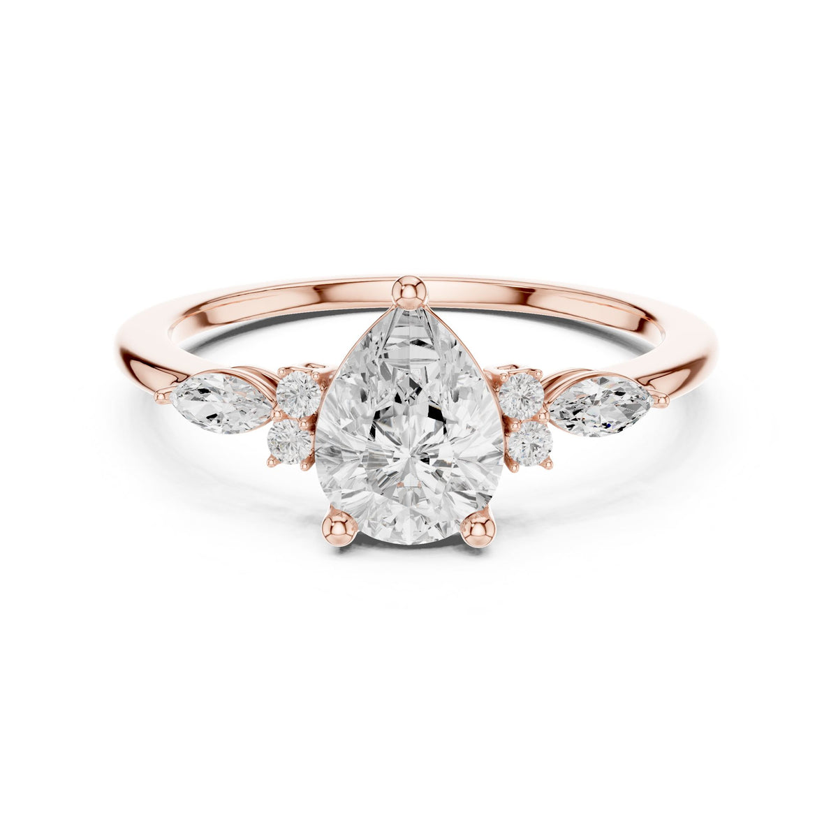 Pear Three Stone Lab Grown Diamond Engagement Ring