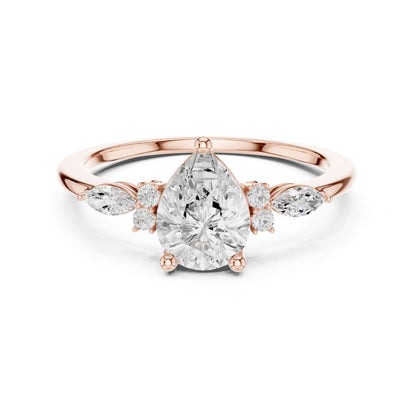 Pear Three Stone Lab Grown Diamond Engagement Ring