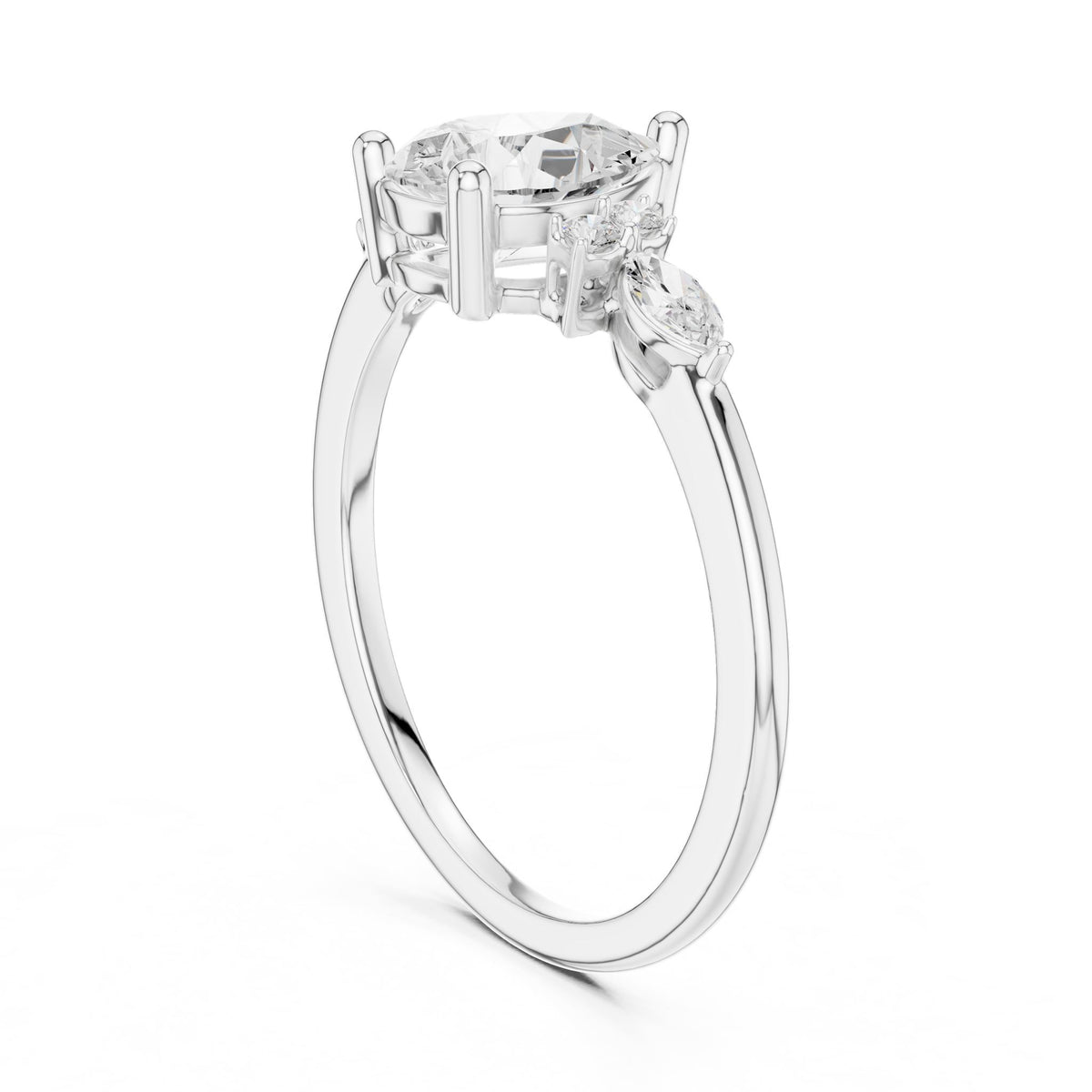Pear Three Stone Lab Grown Diamond Engagement Ring