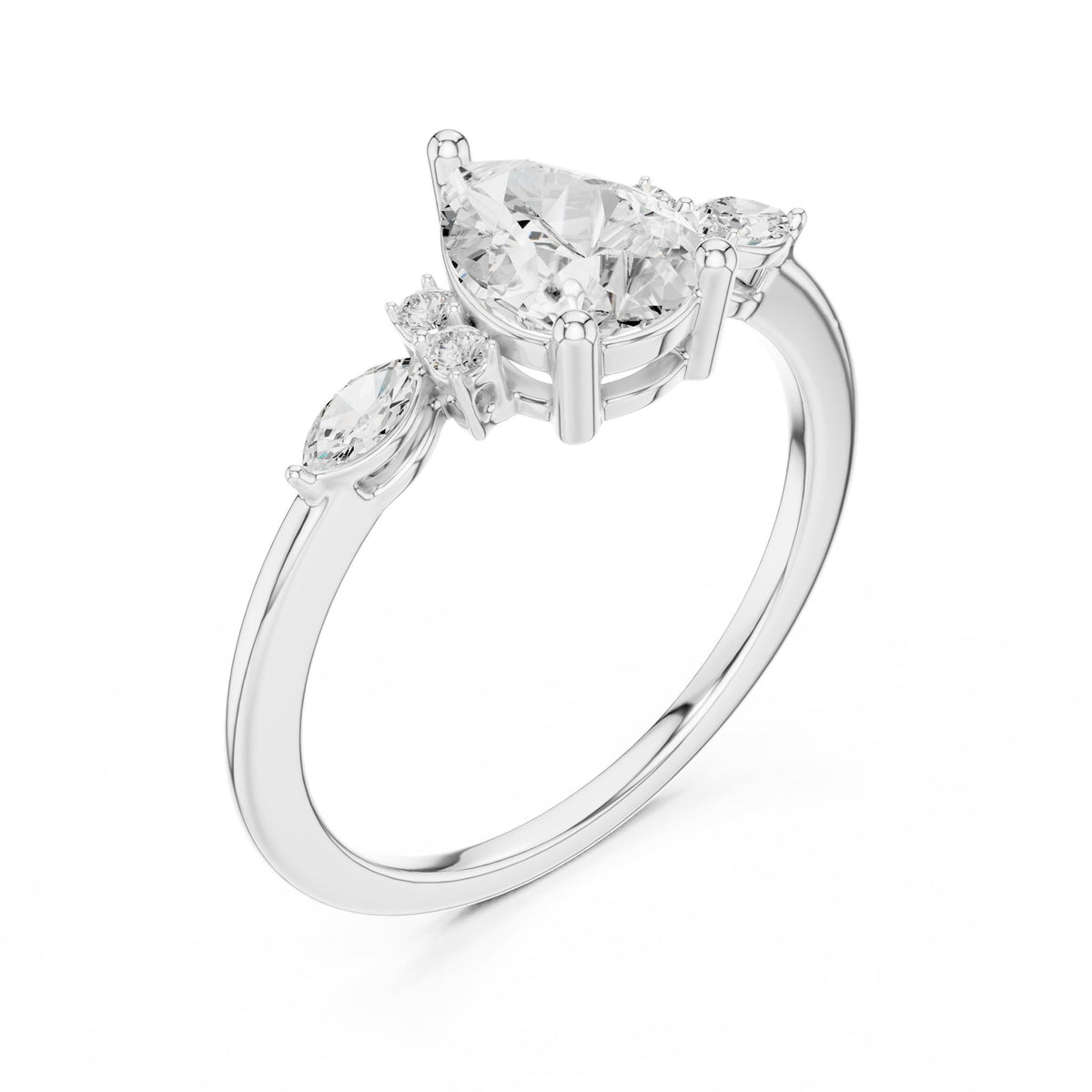 Pear Three Stone Lab Grown Diamond Engagement Ring
