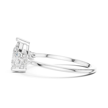 Pear Three Stone Lab Grown Diamond Engagement Ring