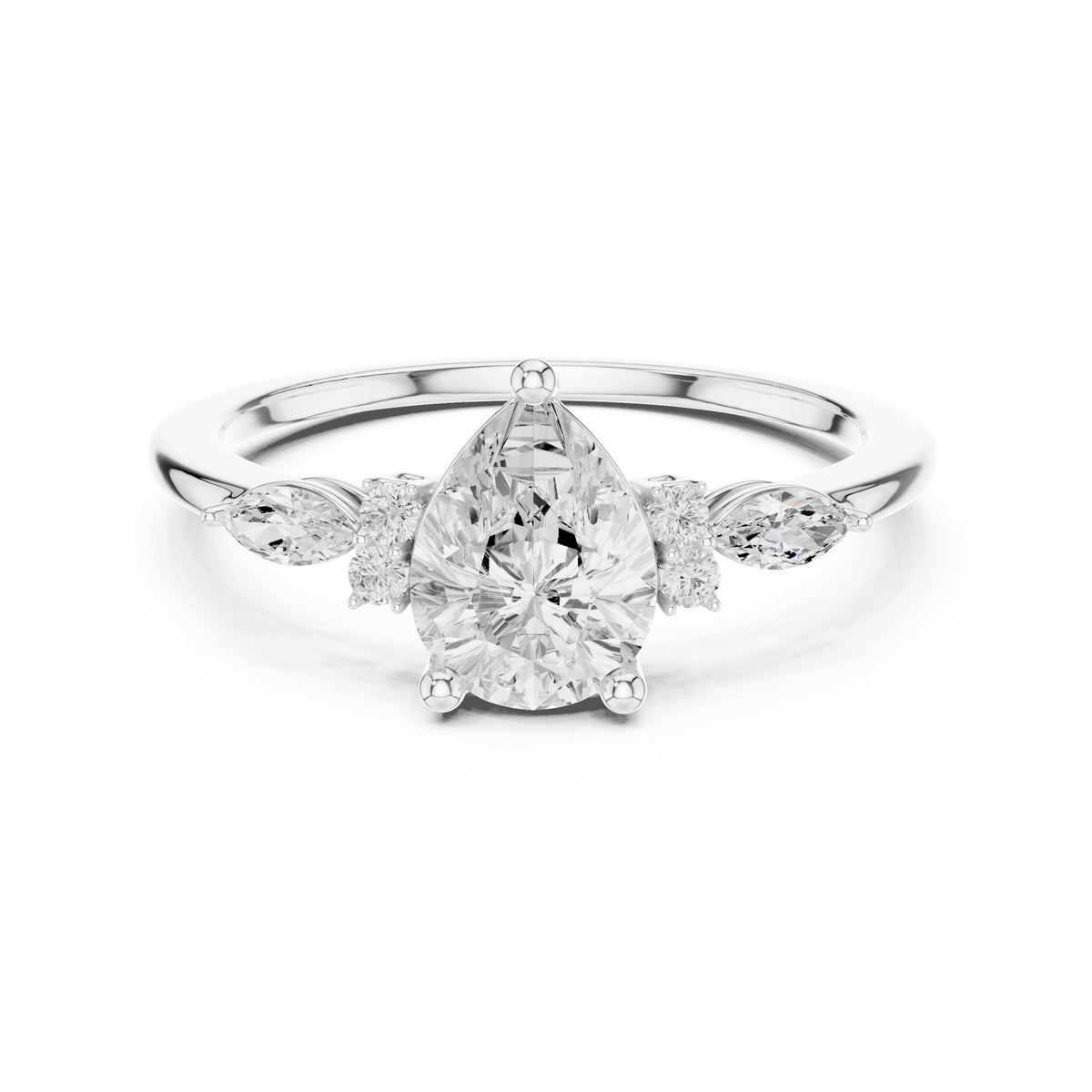 Pear Three Stone Lab Grown Diamond Engagement Ring