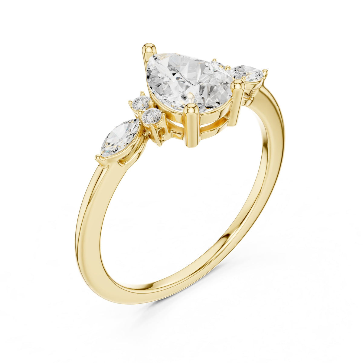 Pear Three Stone Lab Grown Diamond Engagement Ring
