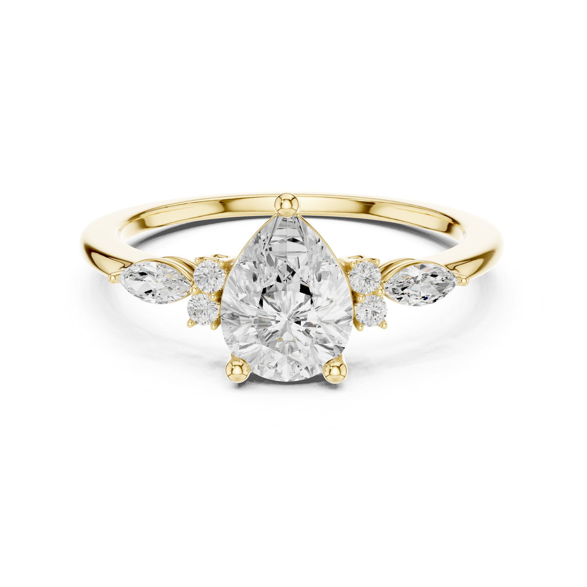 Pear Three Stone Lab Grown Diamond Engagement Ring