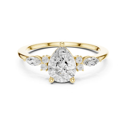 Pear Three Stone Lab Grown Diamond Engagement Ring