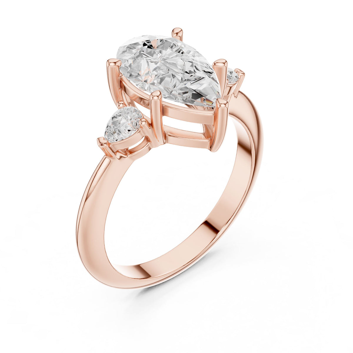 Pear Three Stone Lab Grown Diamond Engagement Ring