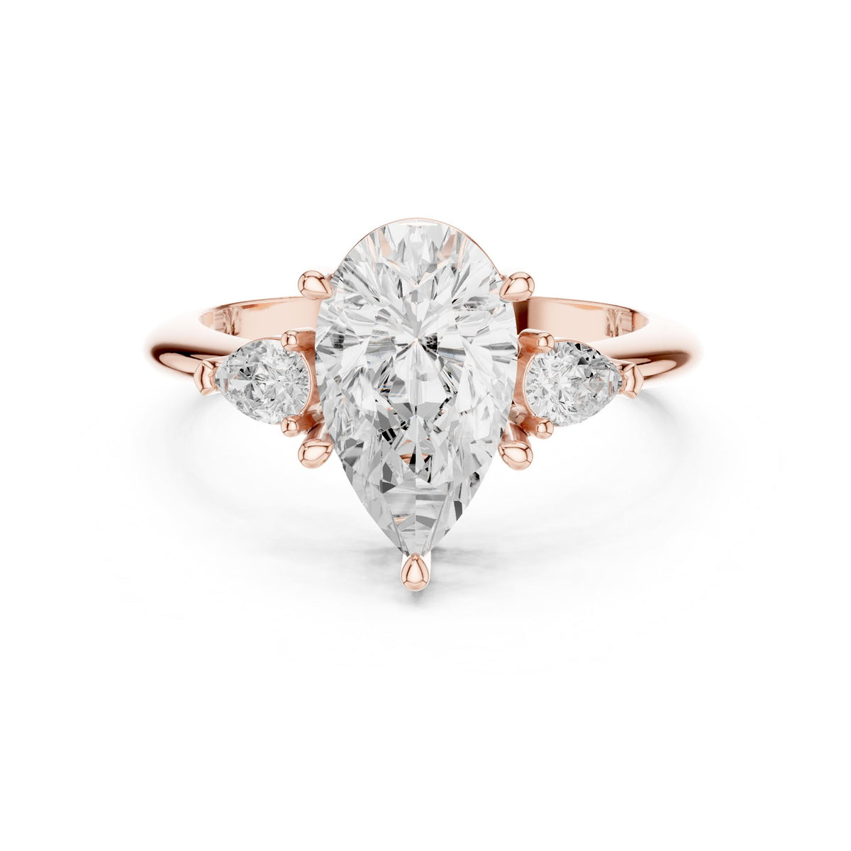 Pear Three Stone Lab Grown Diamond Engagement Ring