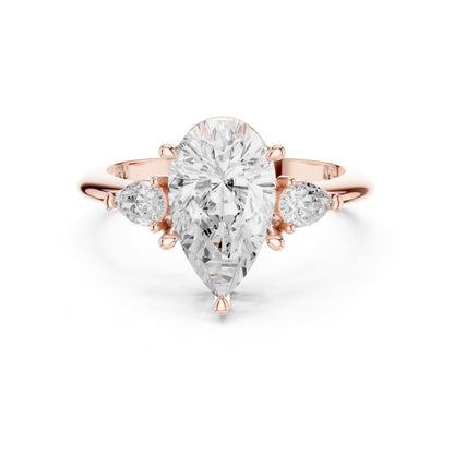 Pear Three Stone Lab Grown Diamond Engagement Ring