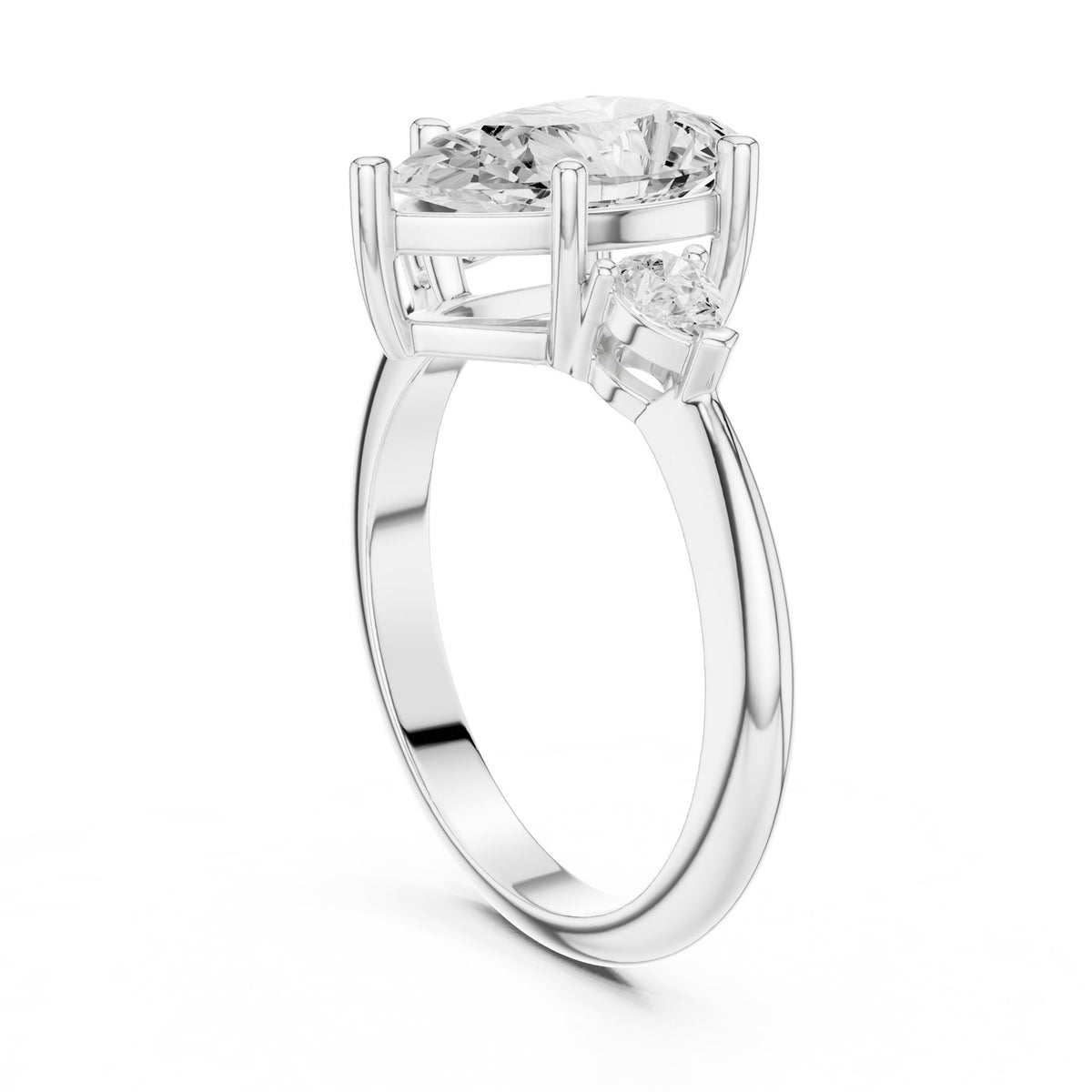 Pear Three Stone Lab Grown Diamond Engagement Ring