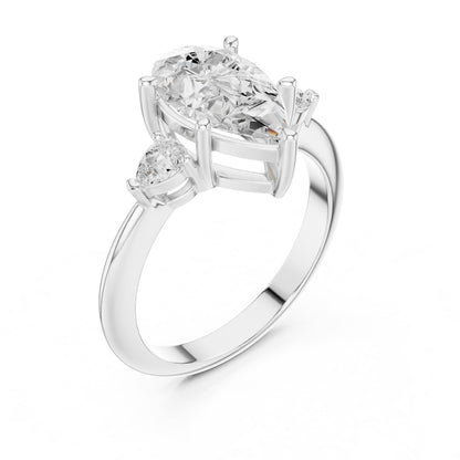 Pear Three Stone Lab Grown Diamond Engagement Ring