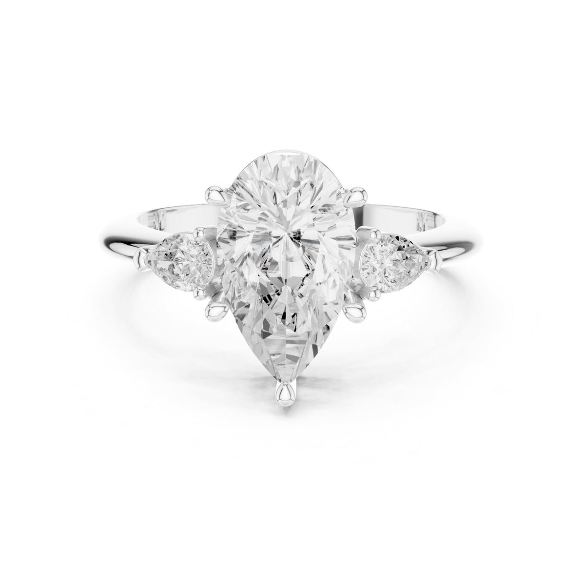 Pear Three Stone Lab Grown Diamond Engagement Ring
