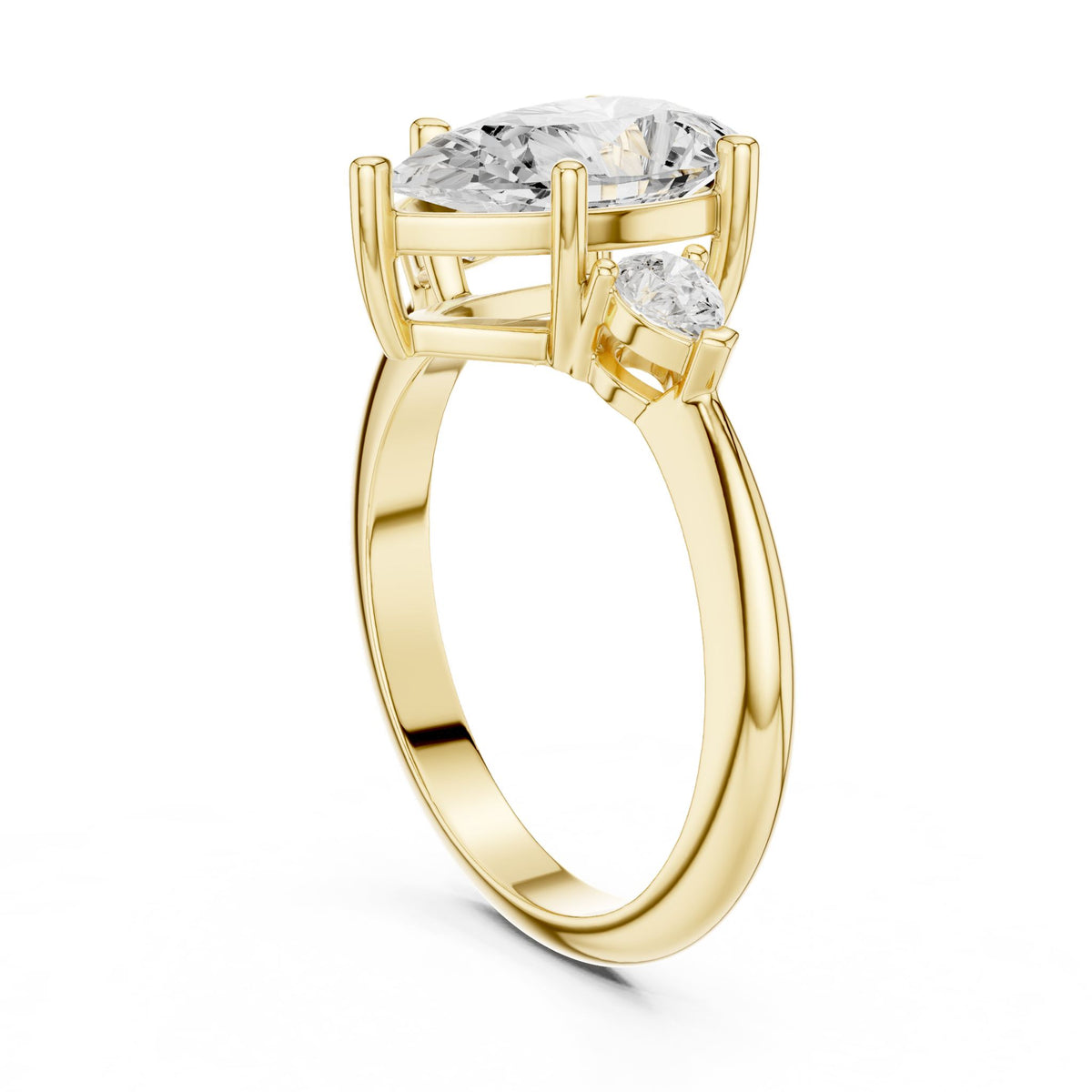 Pear Three Stone Lab Grown Diamond Engagement Ring