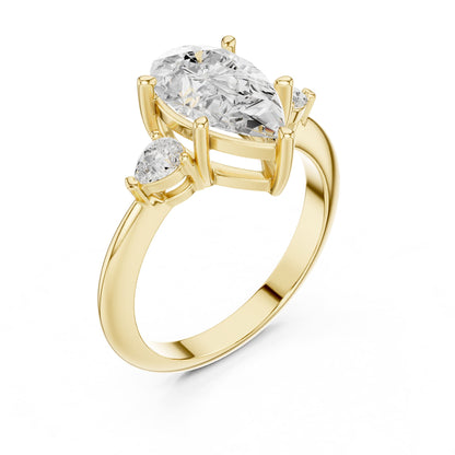 Pear Three Stone Lab Grown Diamond Engagement Ring