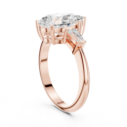Pear Three Stone Lab Grown Diamond Engagement Ring