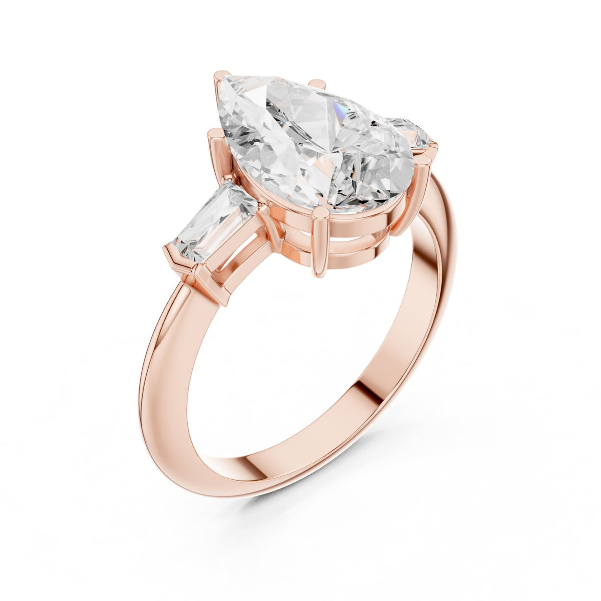 Pear Three Stone Lab Grown Diamond Engagement Ring