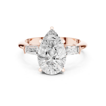Pear Three Stone Lab Grown Diamond Engagement Ring