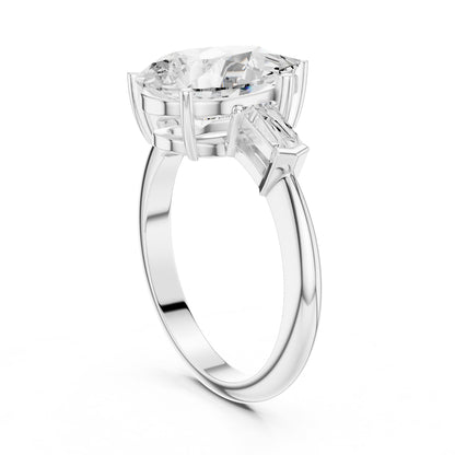 Pear Three Stone Lab Grown Diamond Engagement Ring