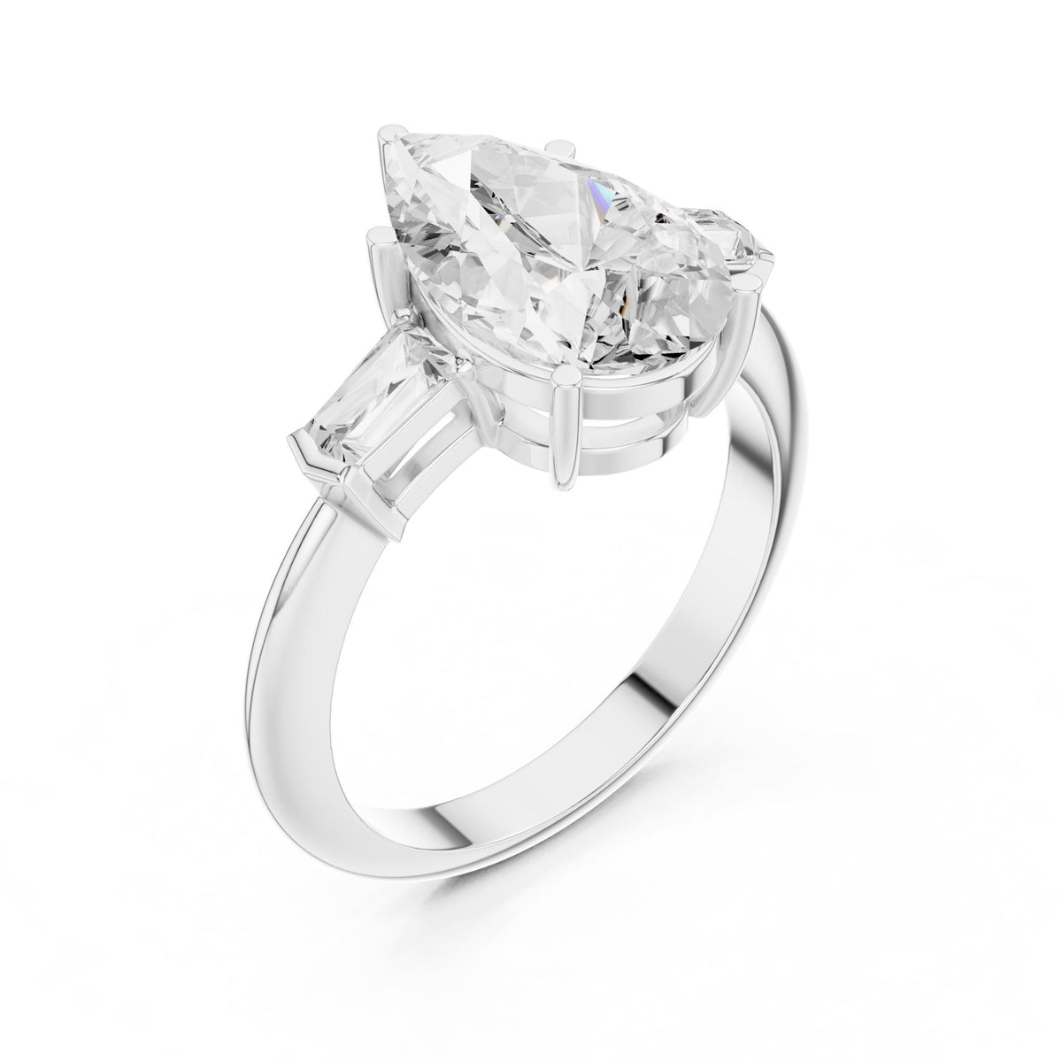 Pear Three Stone Lab Grown Diamond Engagement Ring