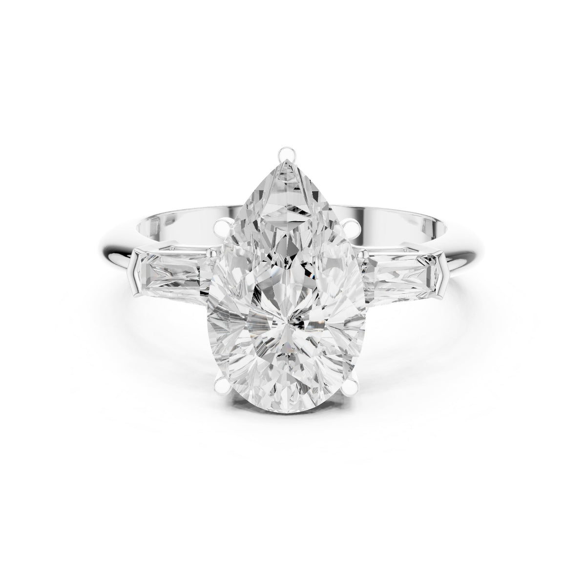 Pear Three Stone Lab Grown Diamond Engagement Ring