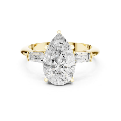 Pear Three Stone Lab Grown Diamond Engagement Ring