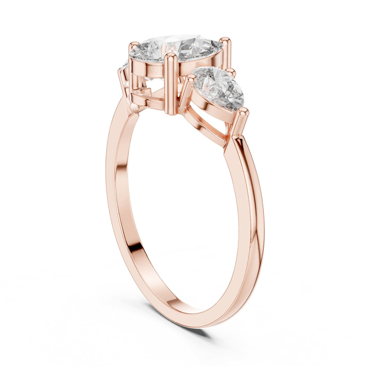Pear Three Stone Lab Grown Diamond Engagement Ring