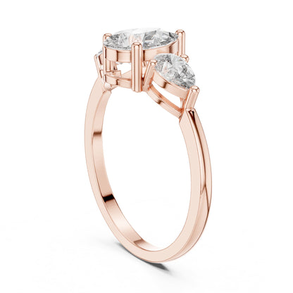 Pear Three Stone Lab Grown Diamond Engagement Ring