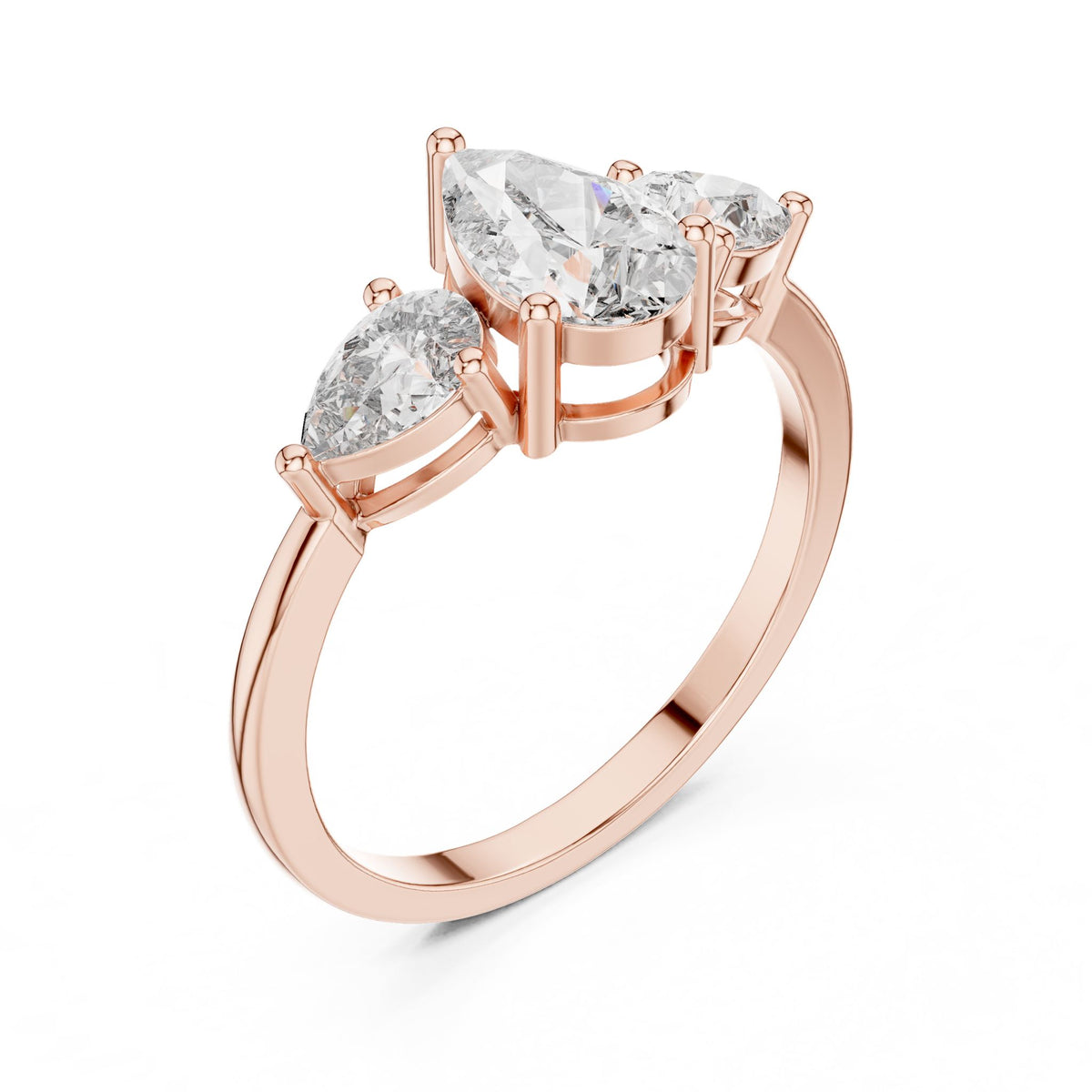 Pear Three Stone Lab Grown Diamond Engagement Ring